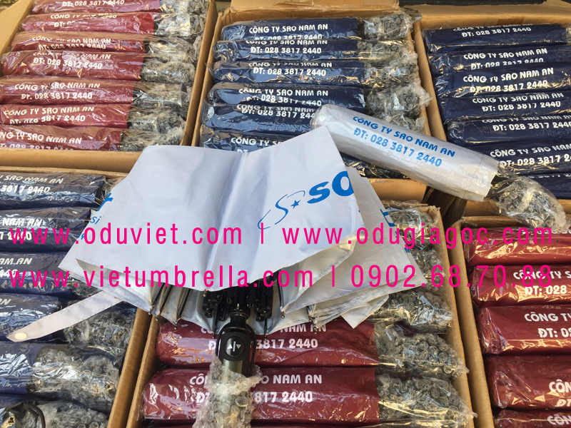 xưởng sản xuất ô dù cầm tay in logo quảng cáo